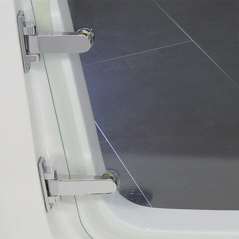 easy entry Badewanne 160 x 75 cm mit Glastür links und Acrylverkleidung